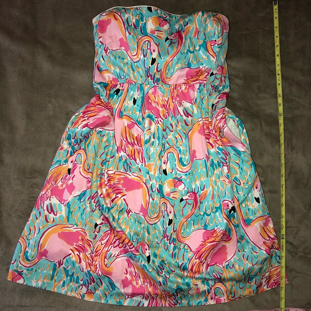 Lilly Pulitzer flamingo off the shoulder dress